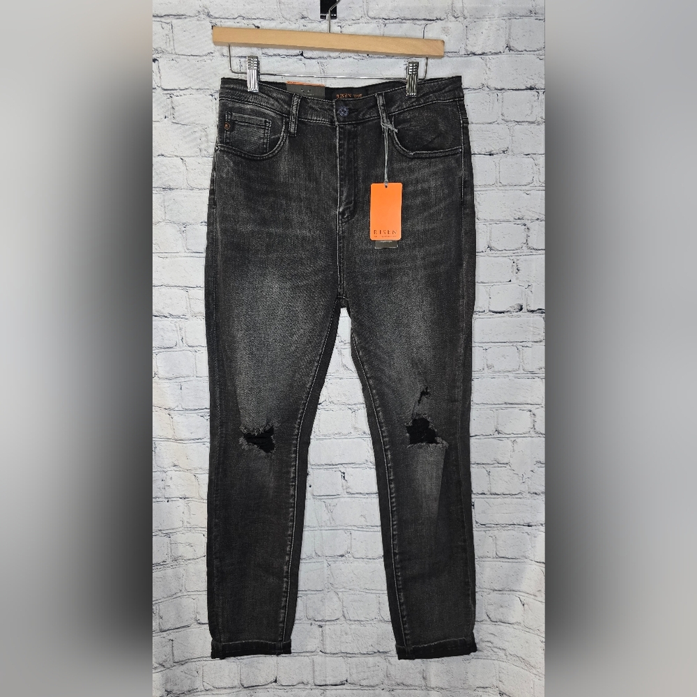 Risen Black Distressed Jeans Size 13